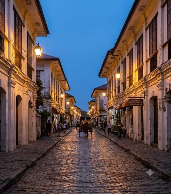Calle Crisologo Vigan Spanish street night