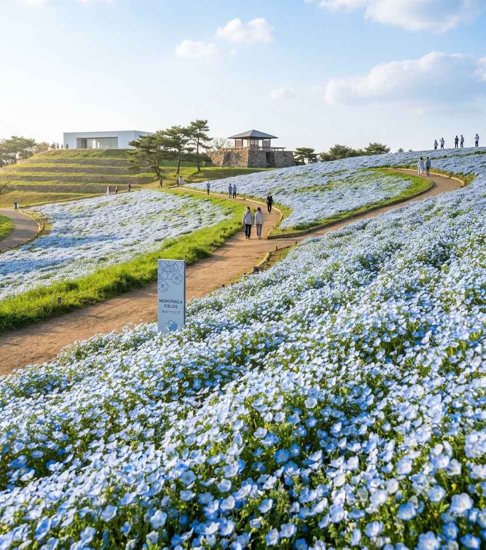 Hitachi Seaside Park Nemophila blue flowers